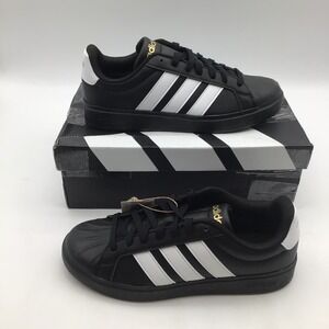 Adidas Streettalk Womens Black White Gold Sportswear Sneakers JR4700 Size 8 NEW